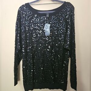 NWT Inc International Concepts Knit Dolman Sleeve Sequin Sweater Women Size S